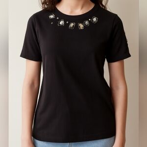 CJ Banks Ocean Life Short Sleeve Tee Shirt Black 1X